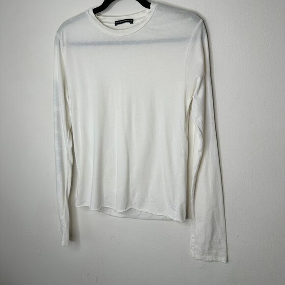 Brandy Melville White with Blue Malibu Graphic Crew Neck Long Sleeve Tee Small - Picture 3 of 8
